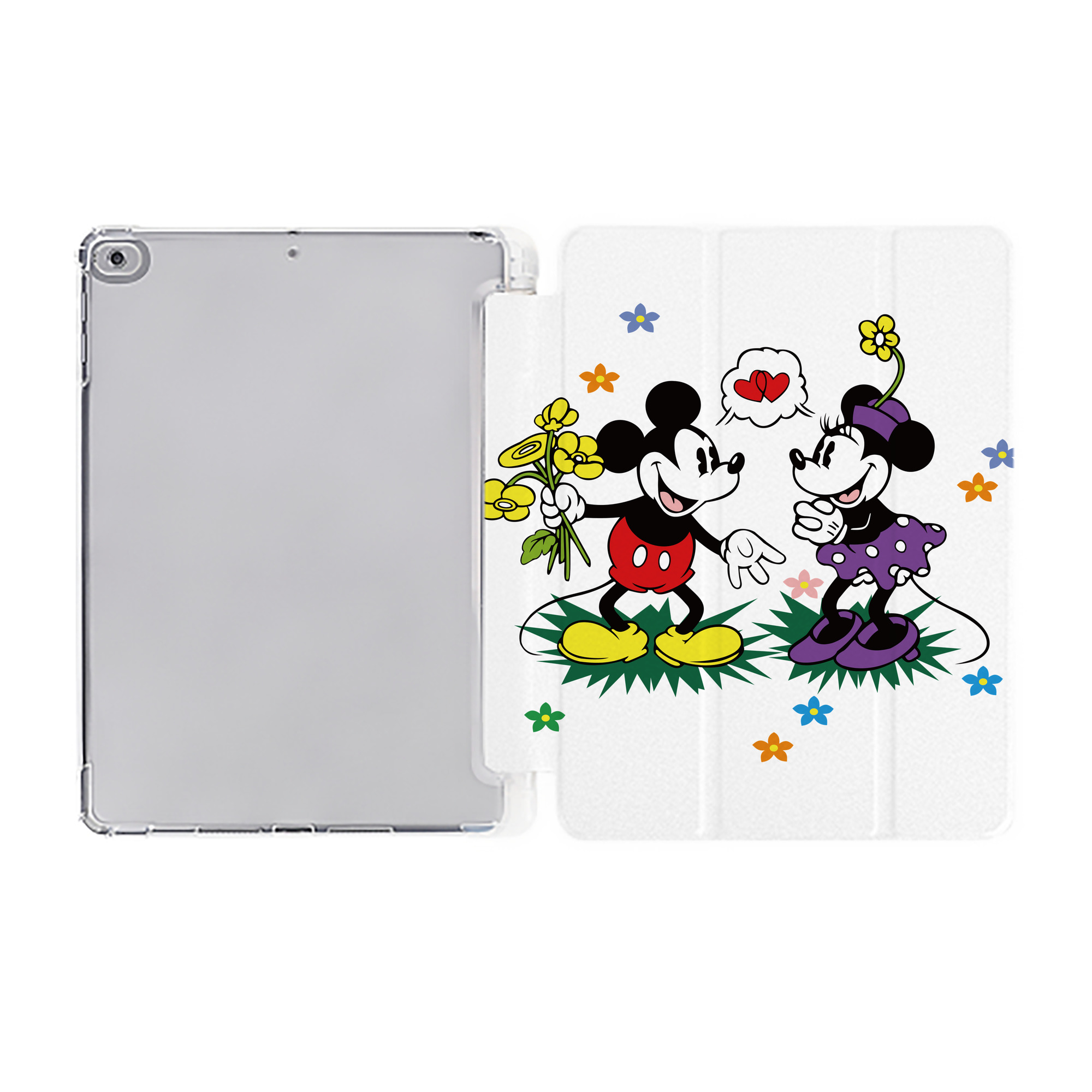 （画像用） ミッキーマウス Mickey Mouse IPad ケース ペン収納付き 三つ折りスタンド PUレザー×シリコン 対応機種9.5/10.5/10.9インチ